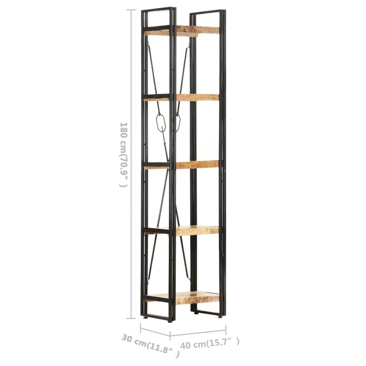 Boekenkast met 5 schappen 40x30x180 cm massief mangohout