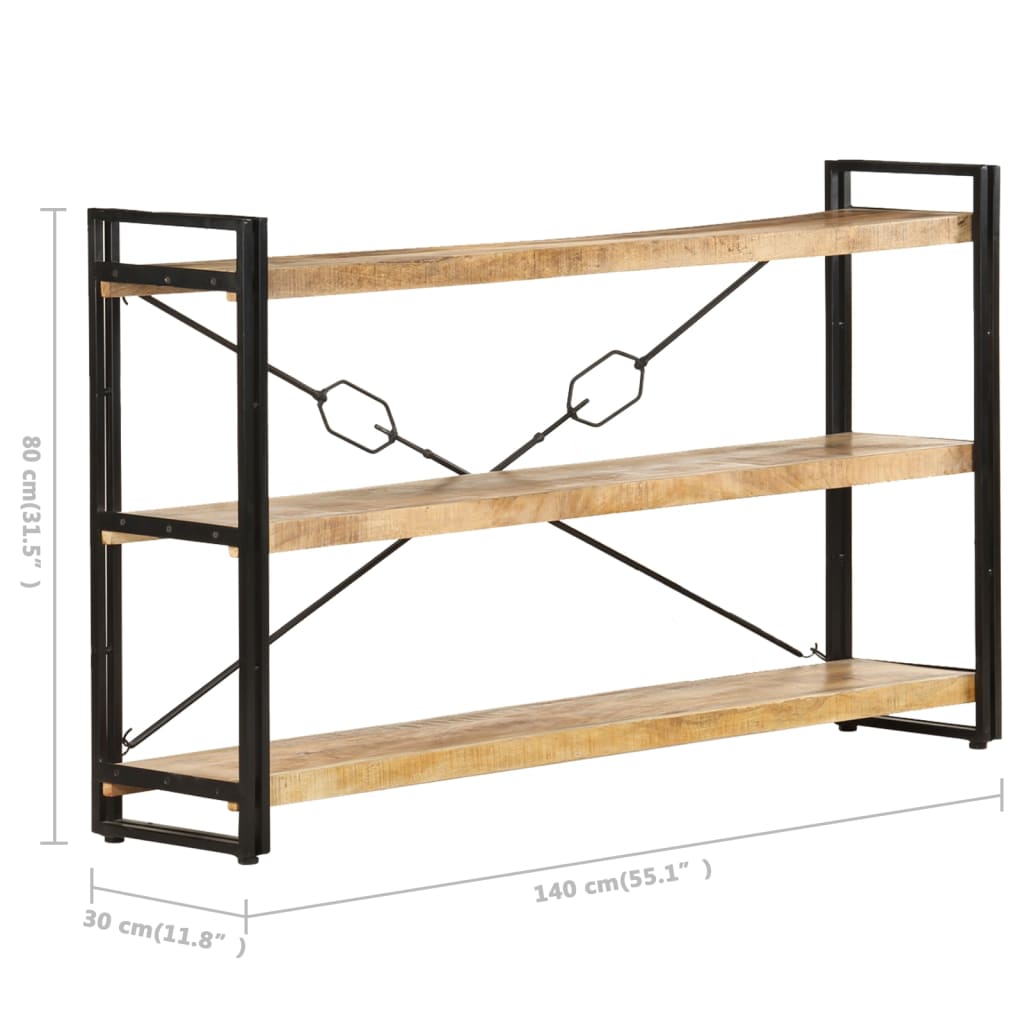 Boekenkast met 3 schappen 140x30x80 cm massief mangohout