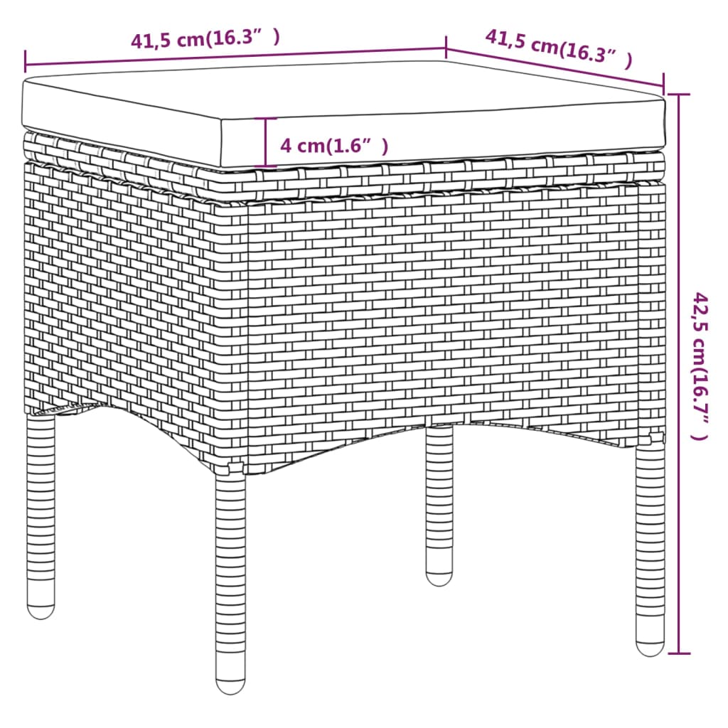 5-delige Tuinset poly rattan en massief acaciahout zwart