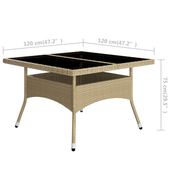 9-delige Tuinset poly rattan en glas beige