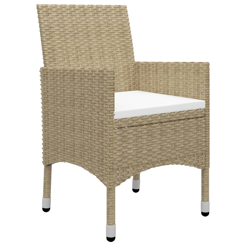 9-delige Tuinset poly rattan en glas beige