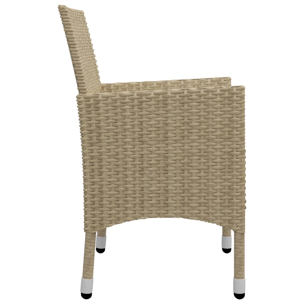 9-delige Tuinset poly rattan en glas beige