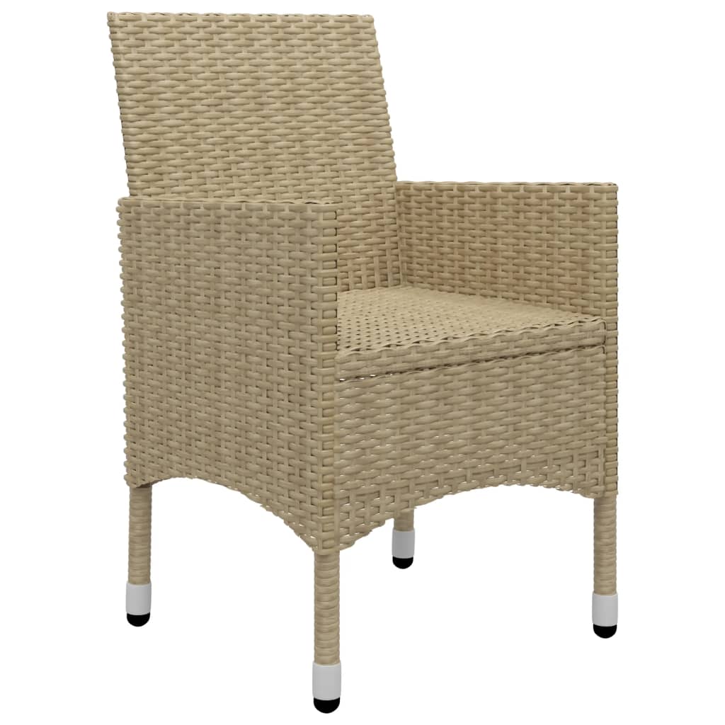 9-delige Tuinset poly rattan en glas beige