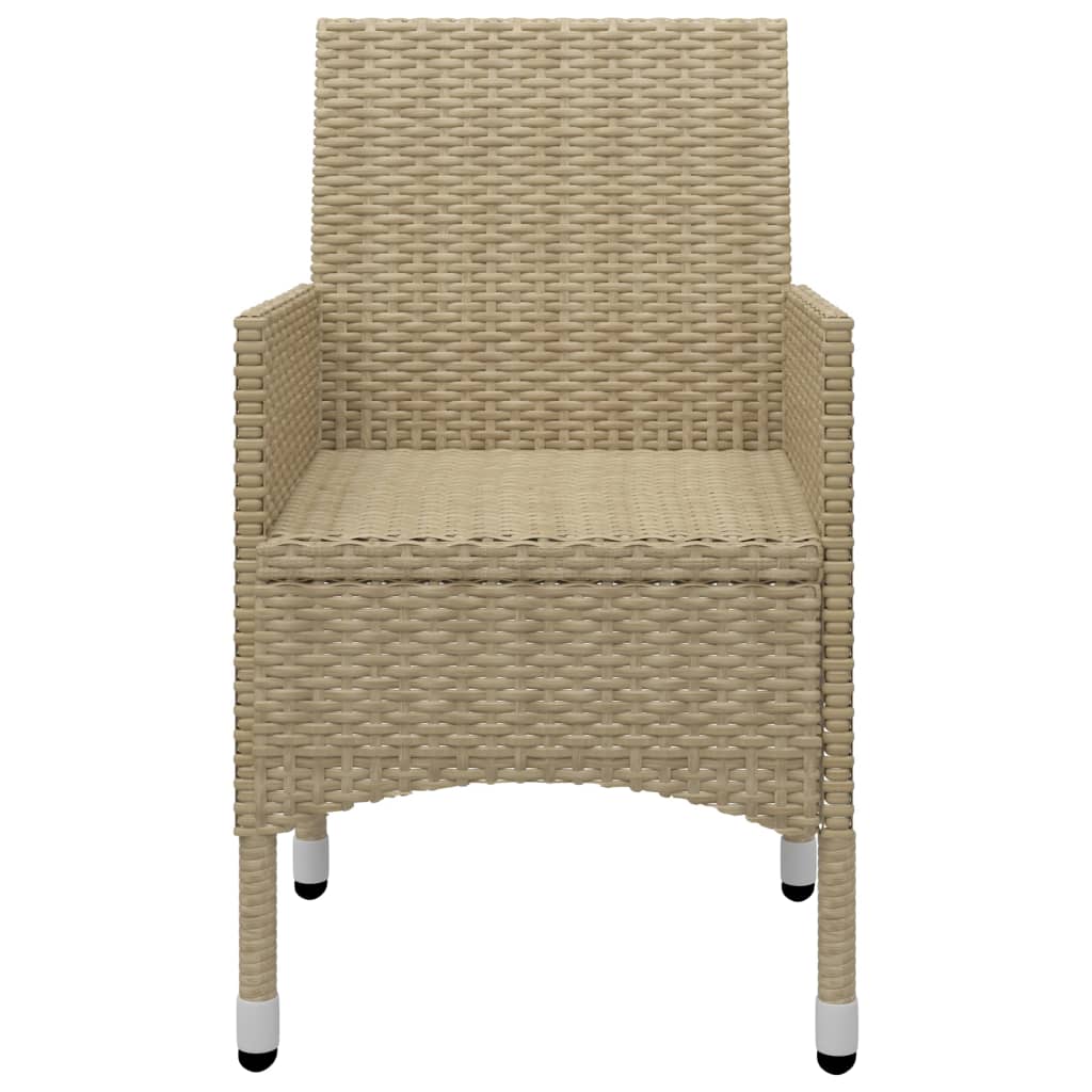 9-delige Tuinset poly rattan en glas beige