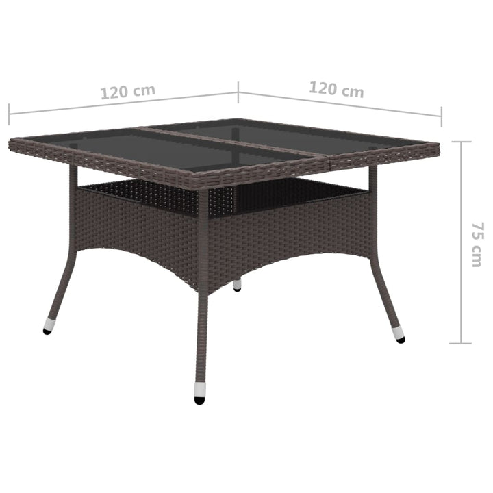 9-delige Tuinset poly rattan en glas bruin