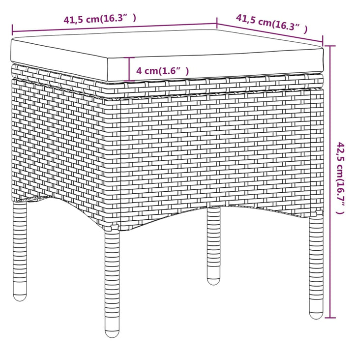 5-delige Tuinset poly rattan en gehard glas grijs