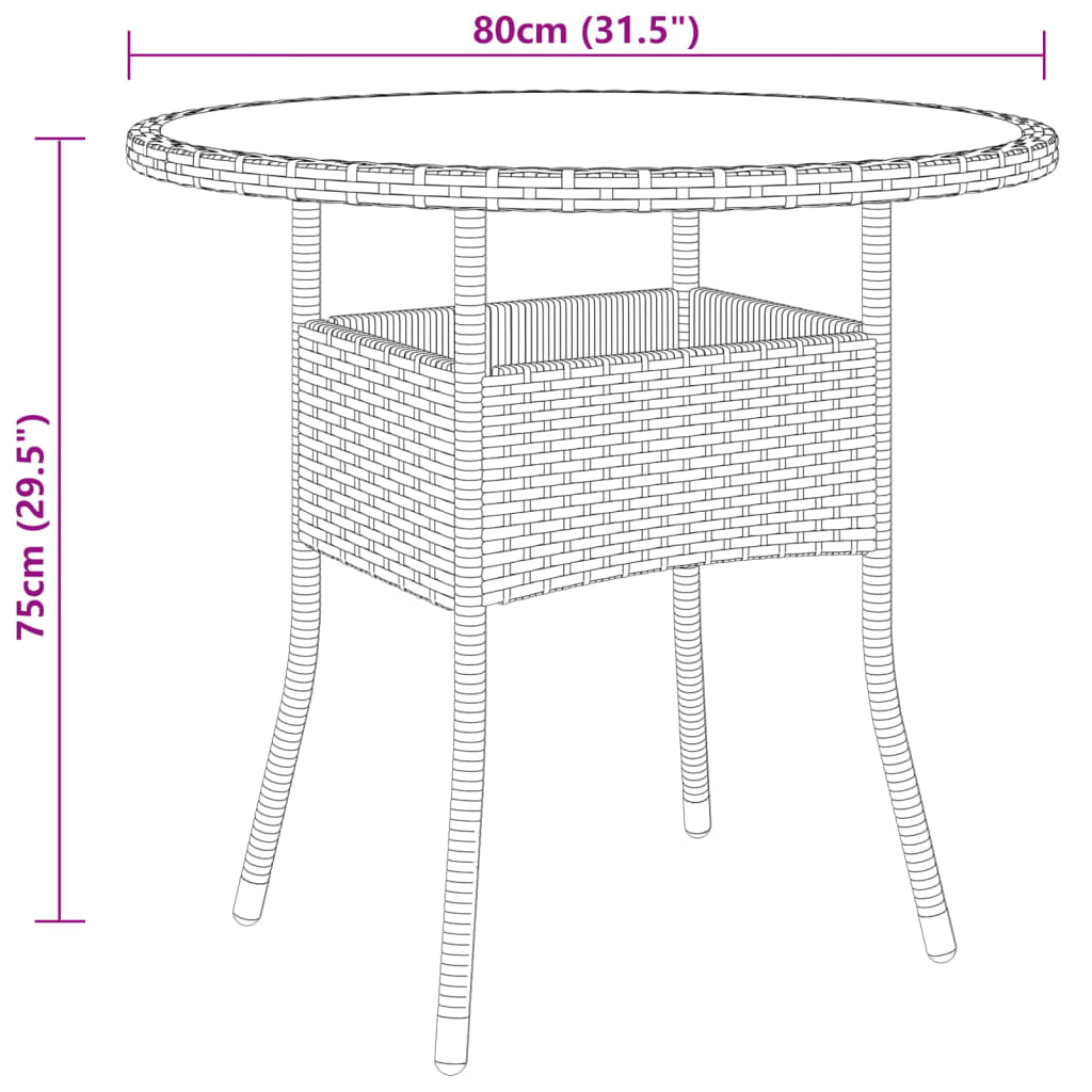 5-delige Tuinset poly rattan bruin