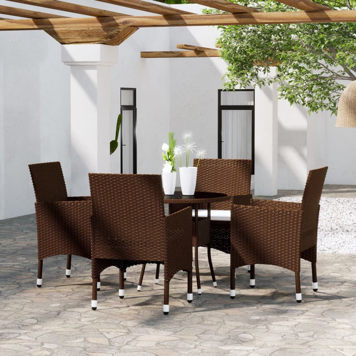 5-delige Tuinset poly rattan bruin