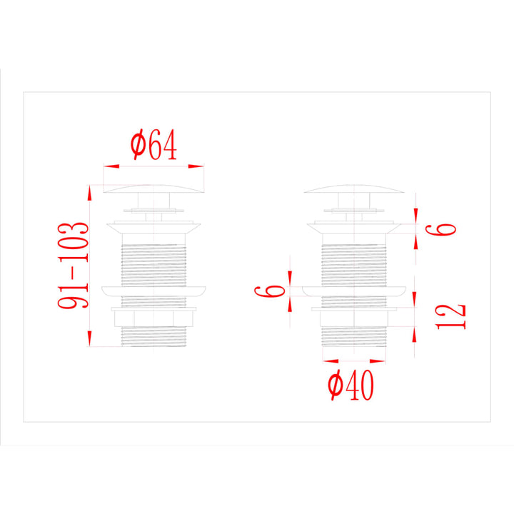 Afvoer pop-up zonder overloop 6,4x6,4x9,1 cm grijs