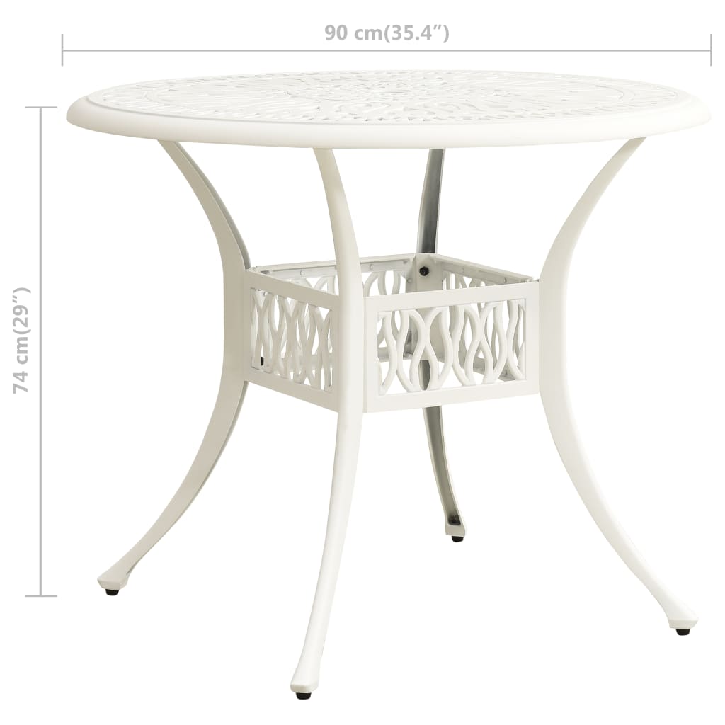 Tuintafel 90x90x74 cm gietaluminium wit