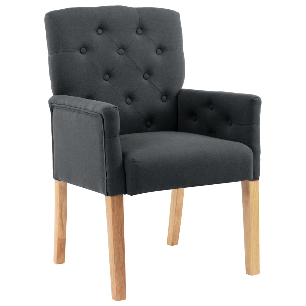 Eetkamerstoelen 4 st met armleuningen stof grijs