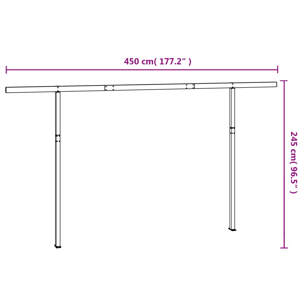 Luifelpaalset 450x245 cm ijzer antracietkleurig