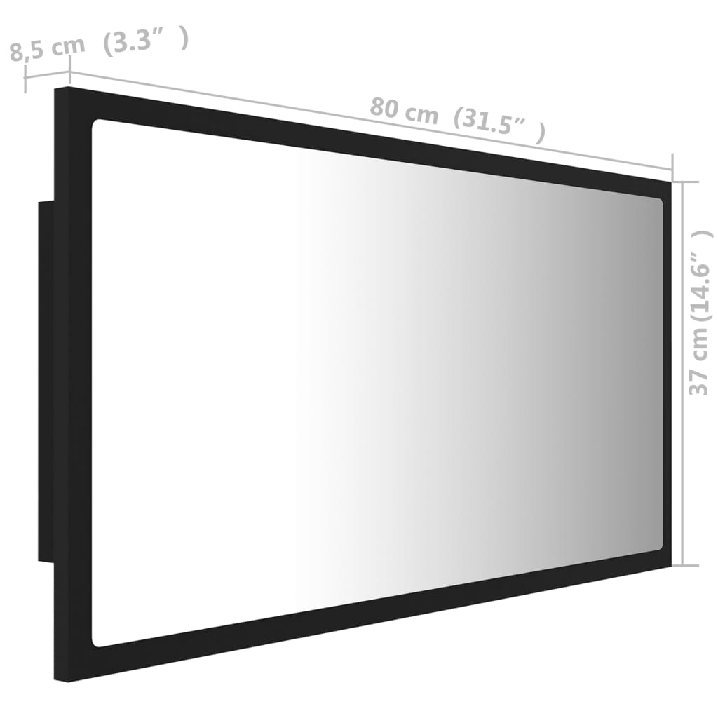 Badkamerspiegel LED 80x8,5x37 cm acryl zwart