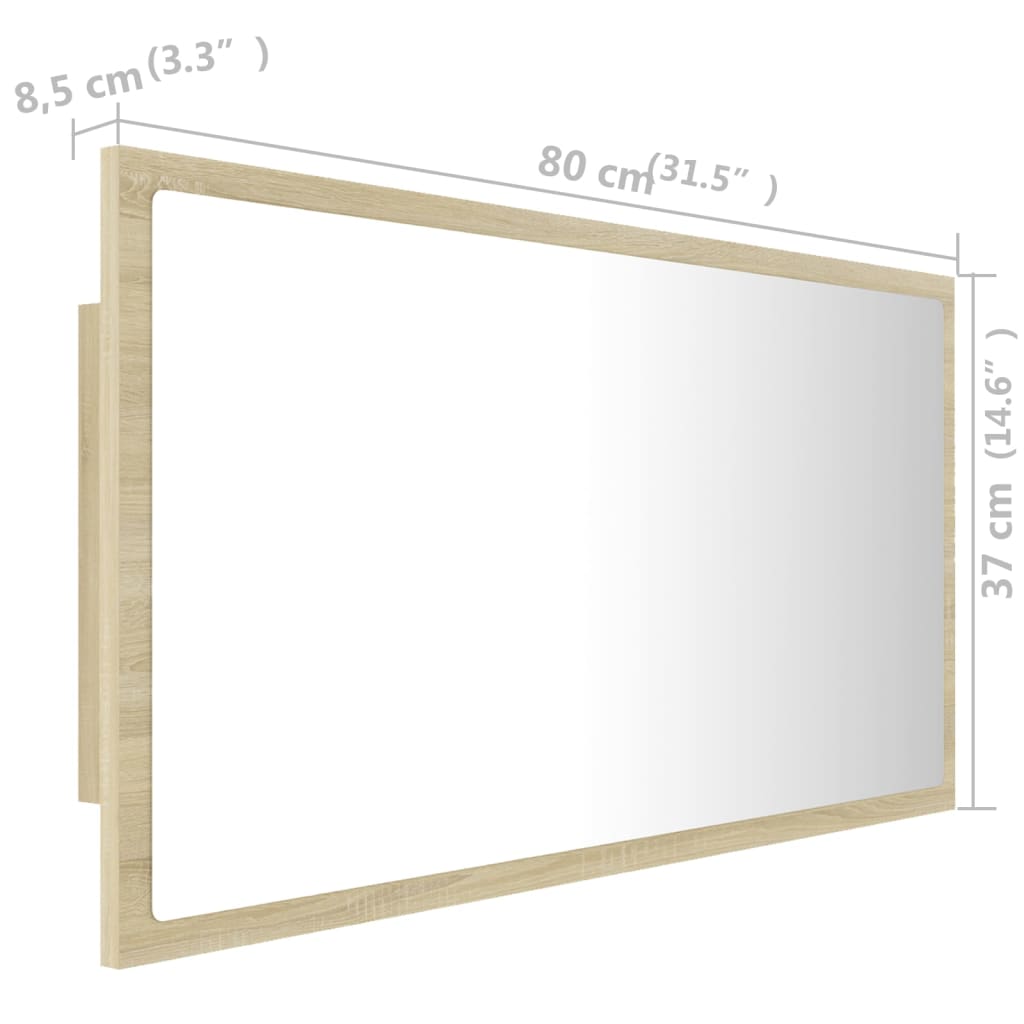 Badkamerspiegel LED 80x8,5x37 cm acryl sonoma eikenkleurig