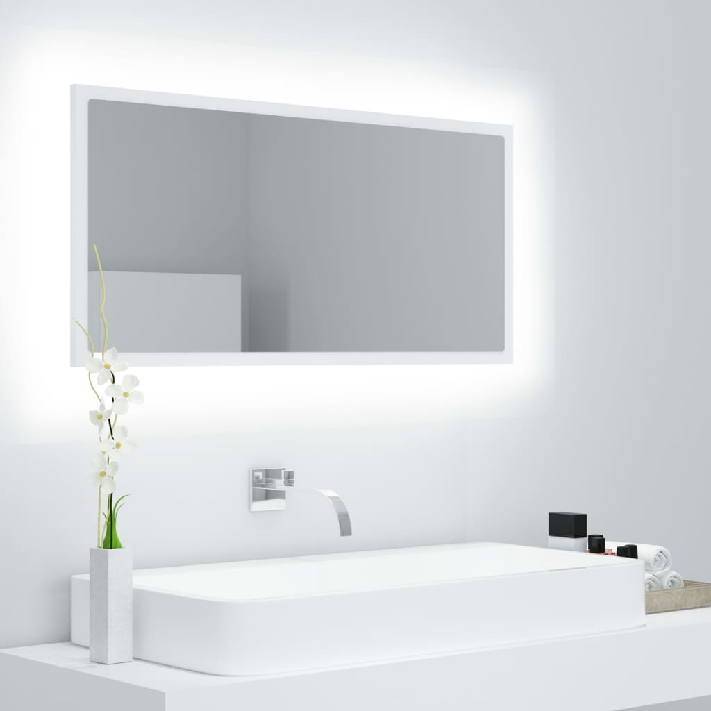 Badkamerspiegel LED 90x8,5x37 cm acryl wit