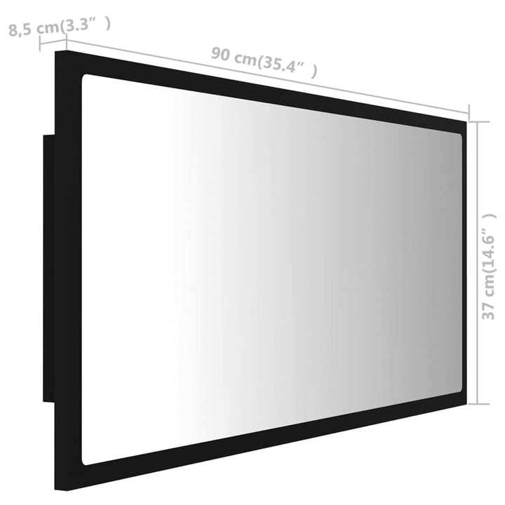 Badkamerspiegel LED 90x8,5x37 cm acryl zwart