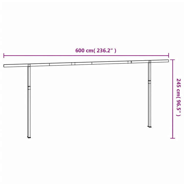 Luifelpaalset 600x245 cm ijzer wit