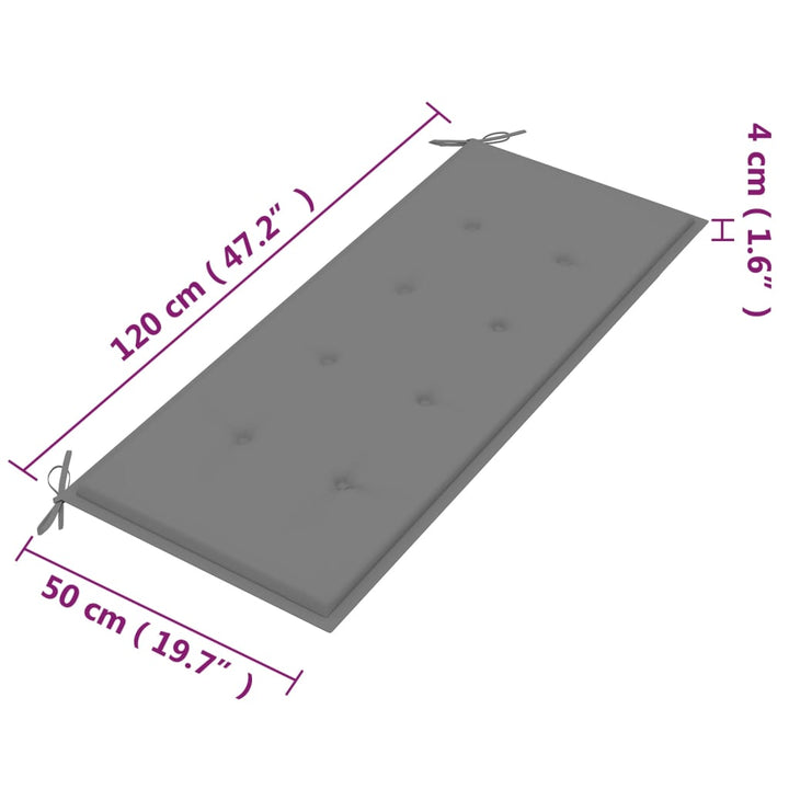 Tuinbank 2-zits met kussen 120 cm massief eucalyptushout