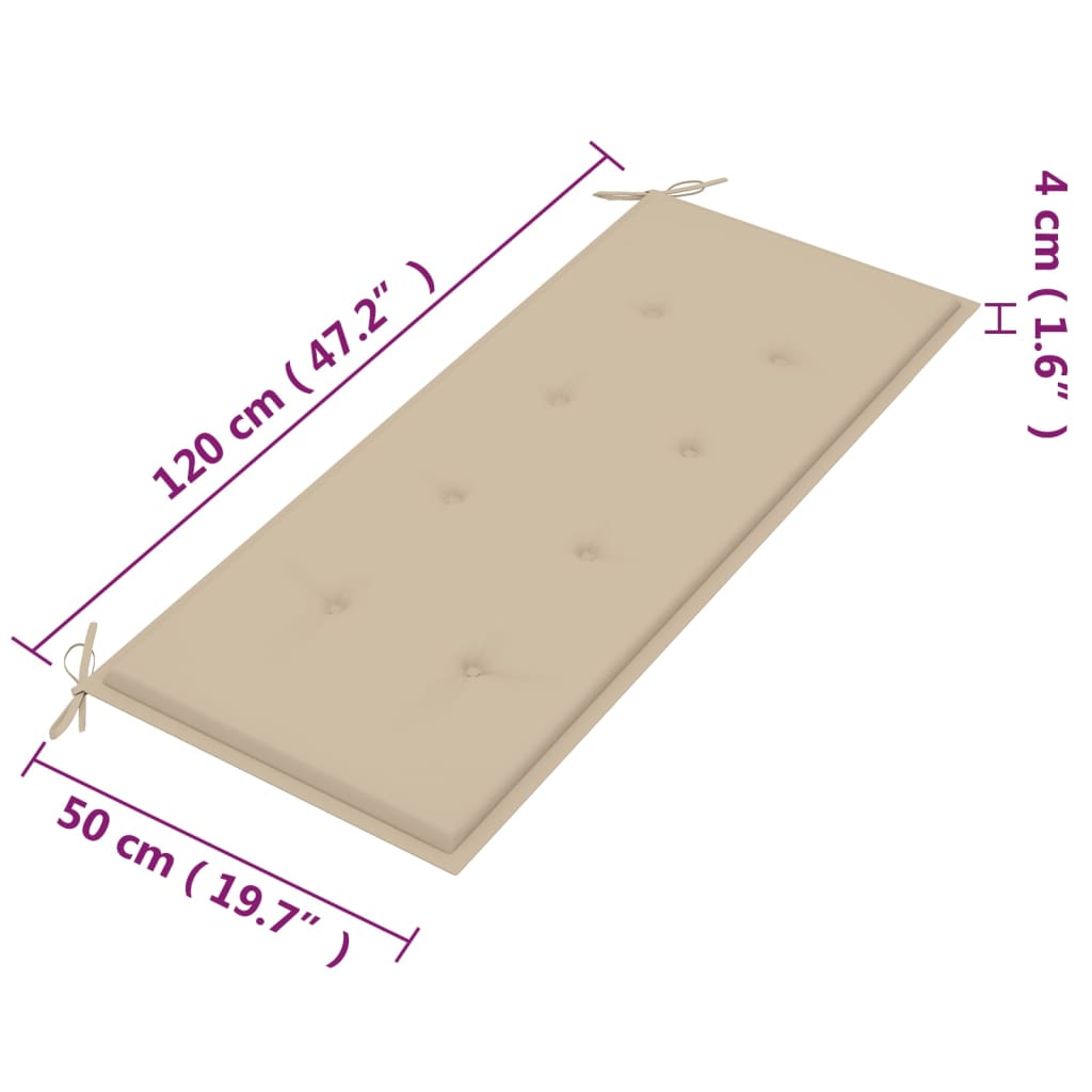 Tuinbank 2-zits met kussen 120 cm massief eucalyptushout