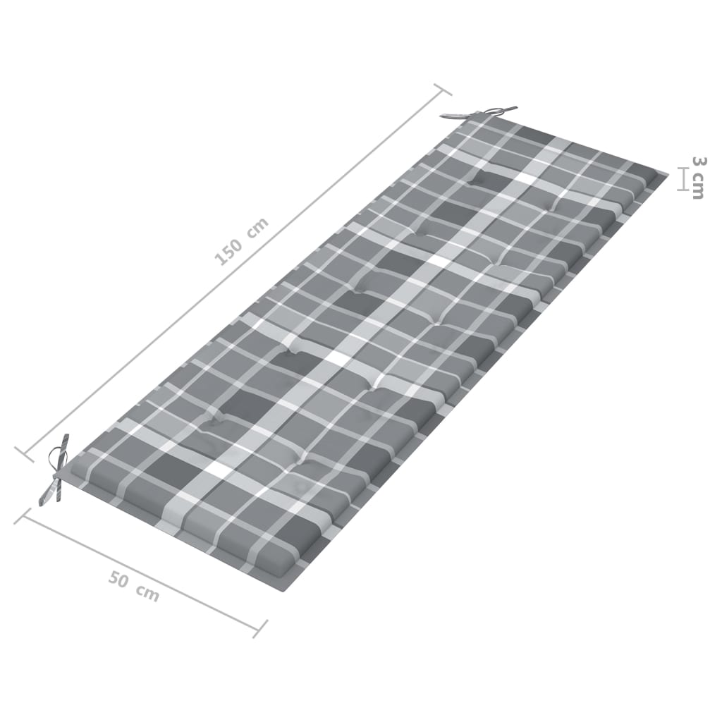 Tuinbank 3-zits met kussen 150 cm eucalyptushout grijs