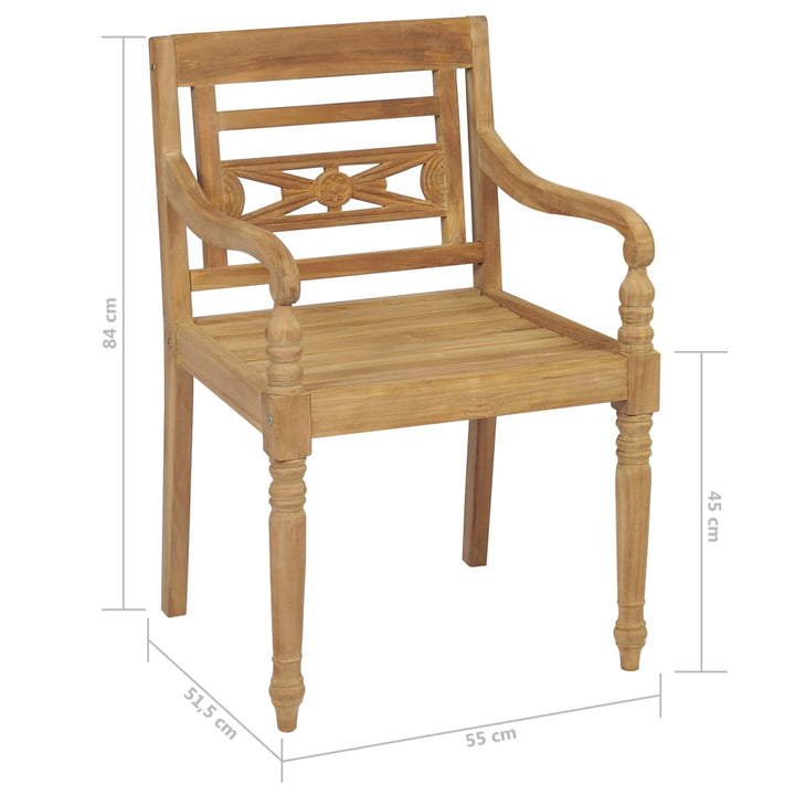 Stoelen Batavia 2 st met wijnrode kussens massief teakhout