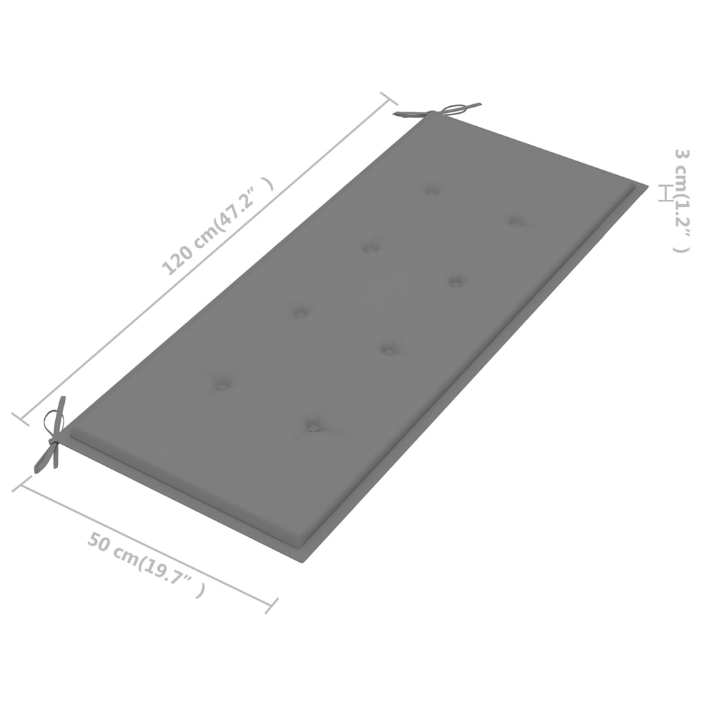 Bank Batavia met grijs kussen 120 cm massief teakhout