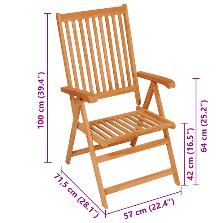 Tuinstoelen 2 st met wijnrode kussens massief teakhout