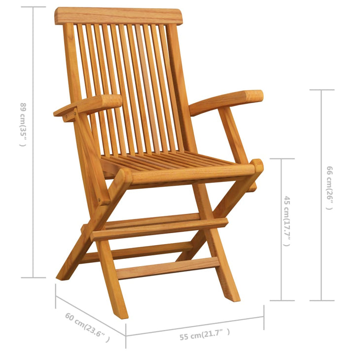 Tuinstoelen 3 st met grijs kussens massief teakhout