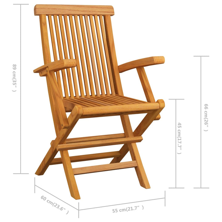 Tuinstoelen 6 st met crème kussens massief teakhout