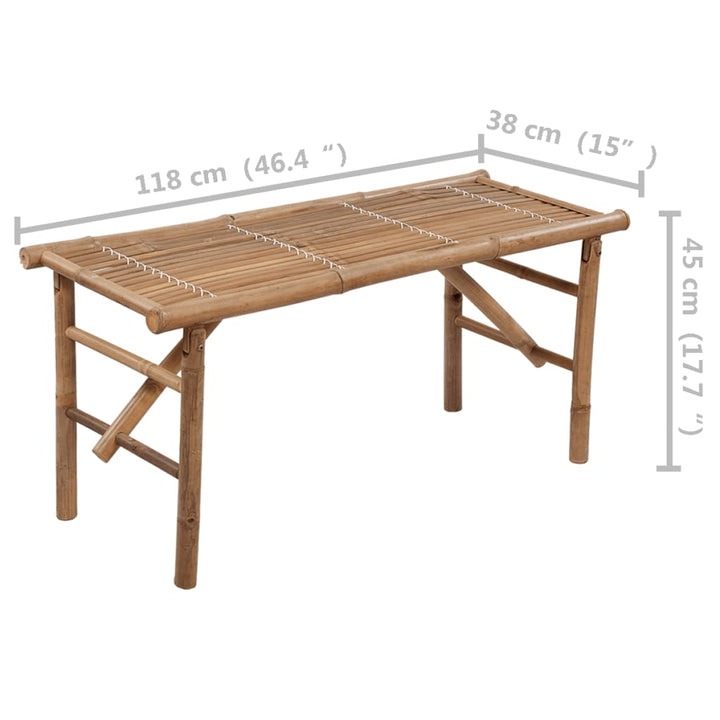 Tuinbank inklapbaar met kussen 118 cm bamboe