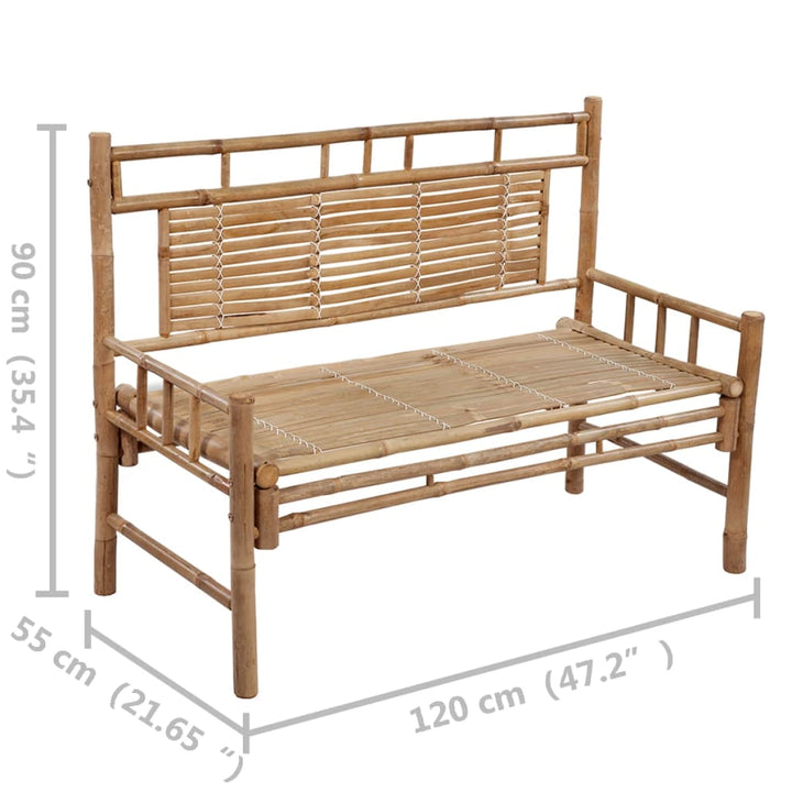 Tuinbank met kussen 120 cm bamboe