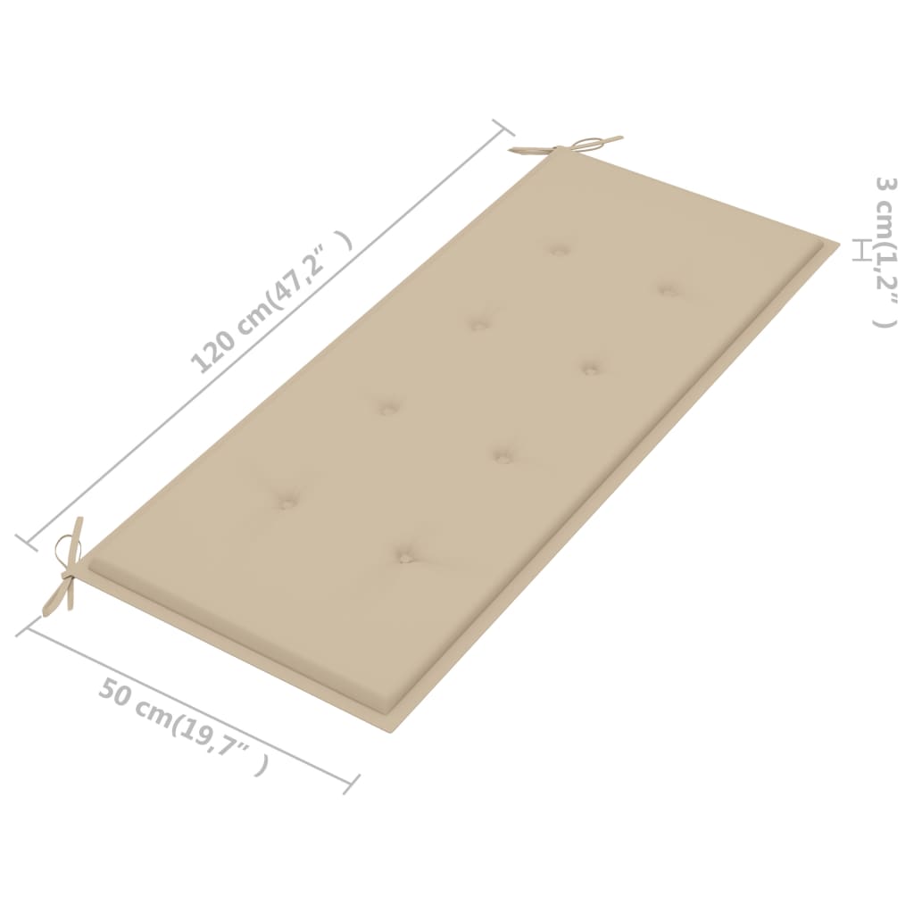 Tuinbank met kussen 120 cm massief acaciahout