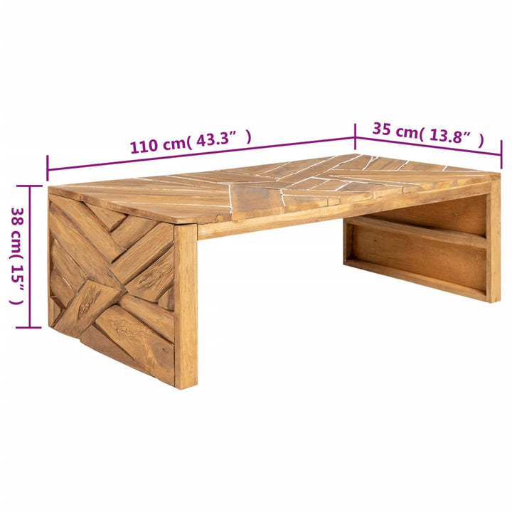 Salontafel Erosion 110x35x38 cm massief teakhout