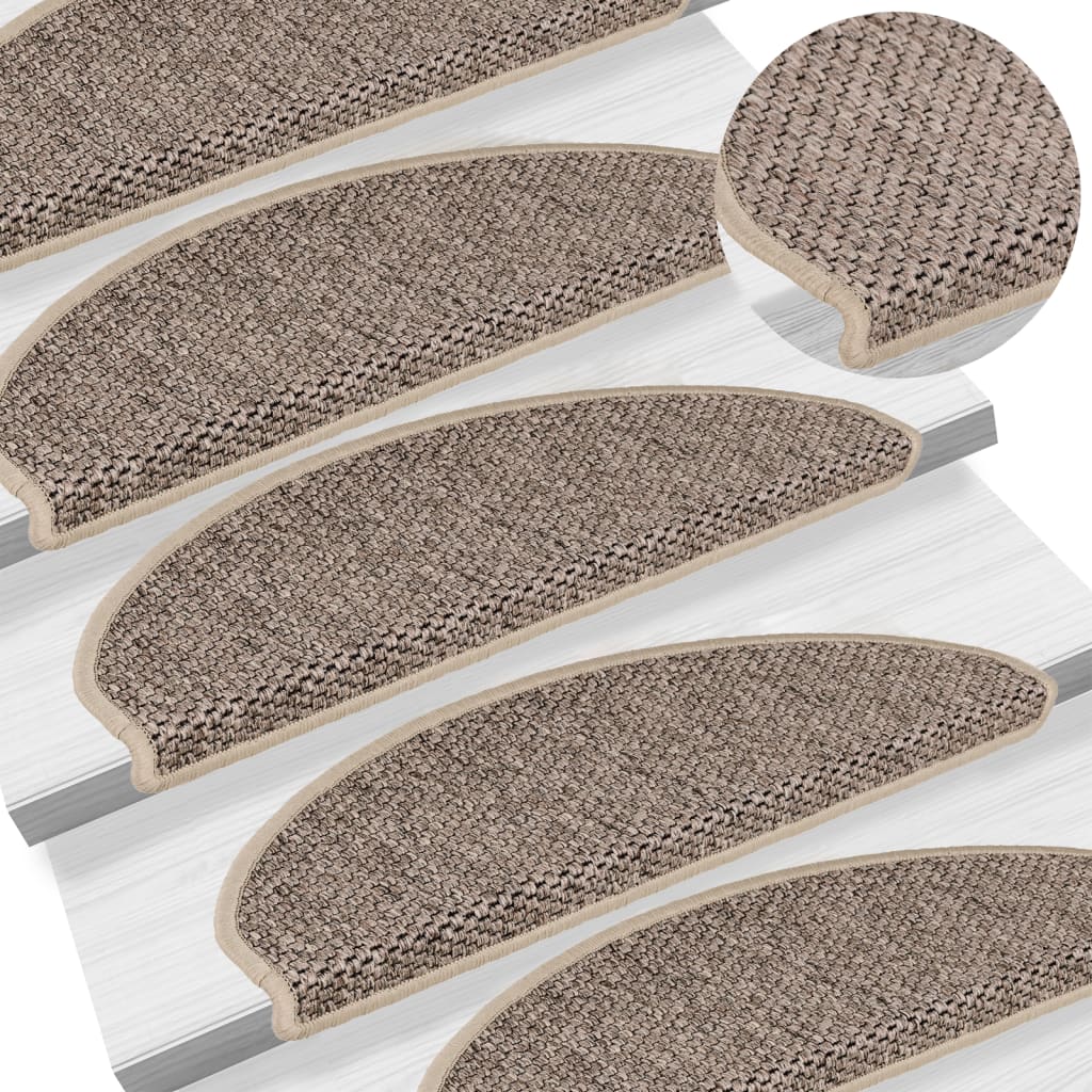 Trapmatten zelfklevend 15 st sisal-look 65x25 cm donkerbeige