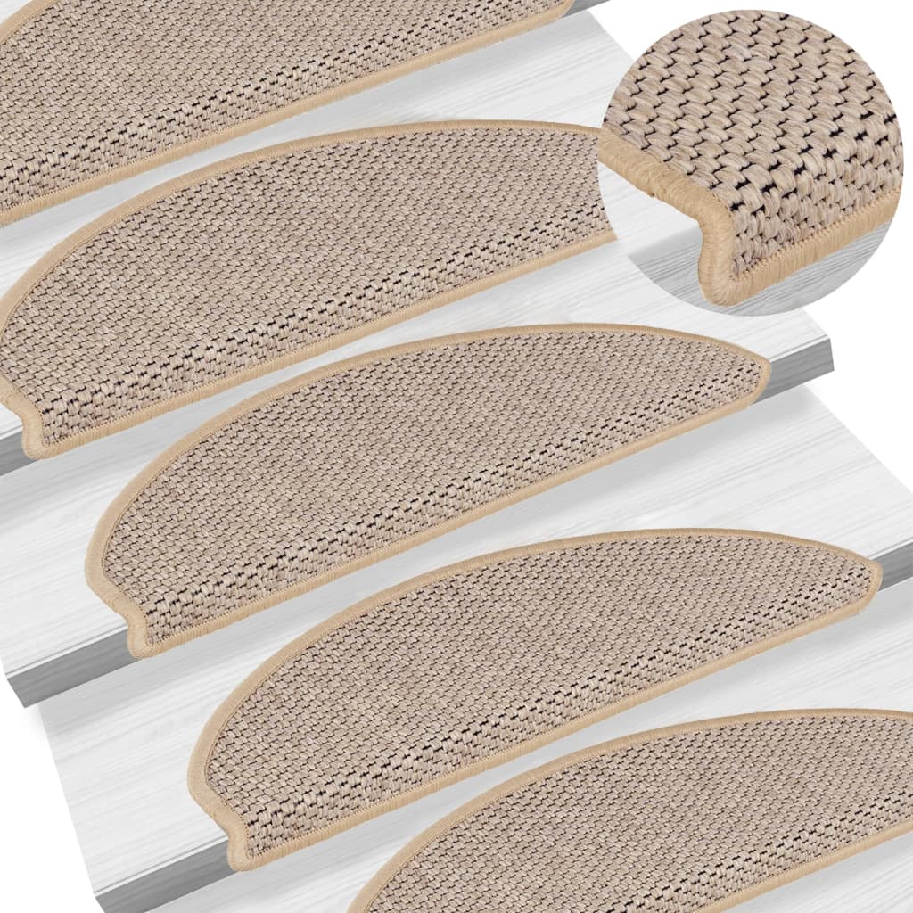 Trapmatten zelfklevend 15 st sisal-look 65x25 cm lichtbeige