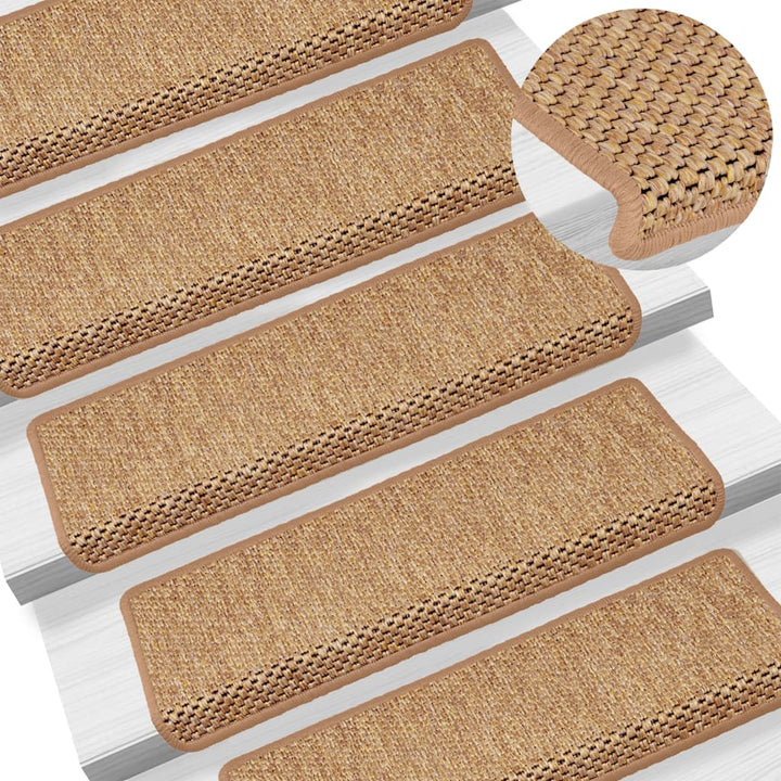 Trapmatten zelfklevende 15 st sisal-look 65x21x4 cm oranje