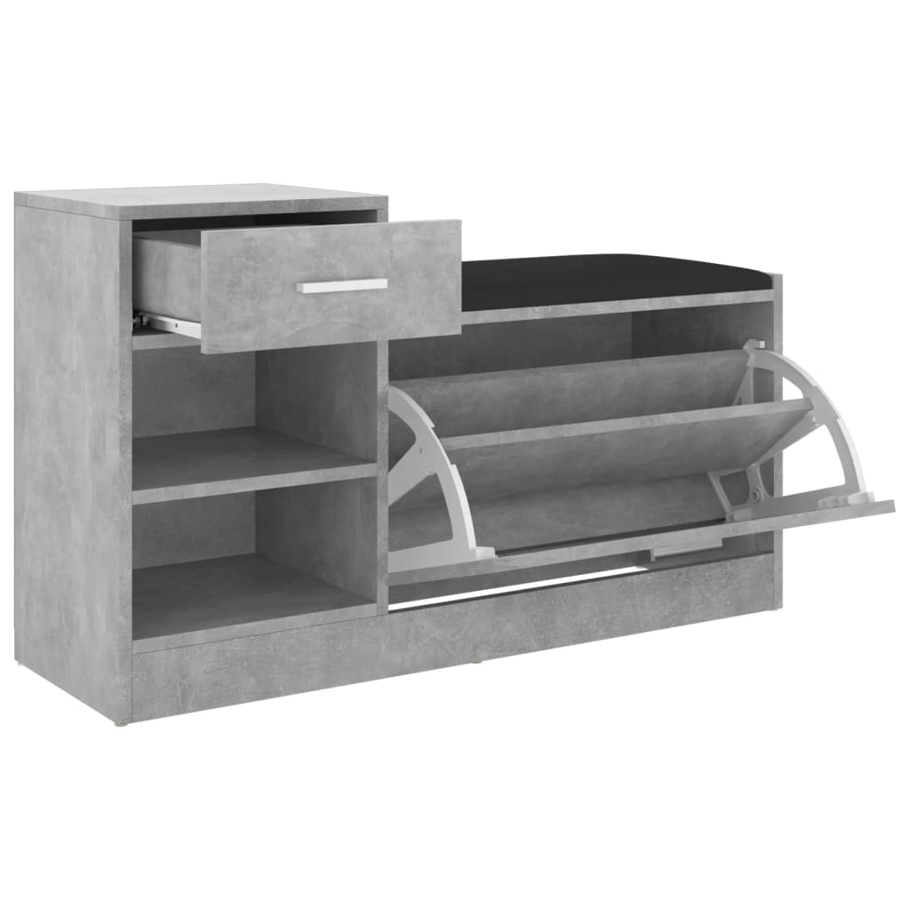 Schoenenbank 94,5x31x57 cm bewerkt hout betongrijs