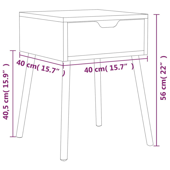 Nachtkastjes 2 st 40x40x56 cm bewerkt hout wit en sonoma eiken