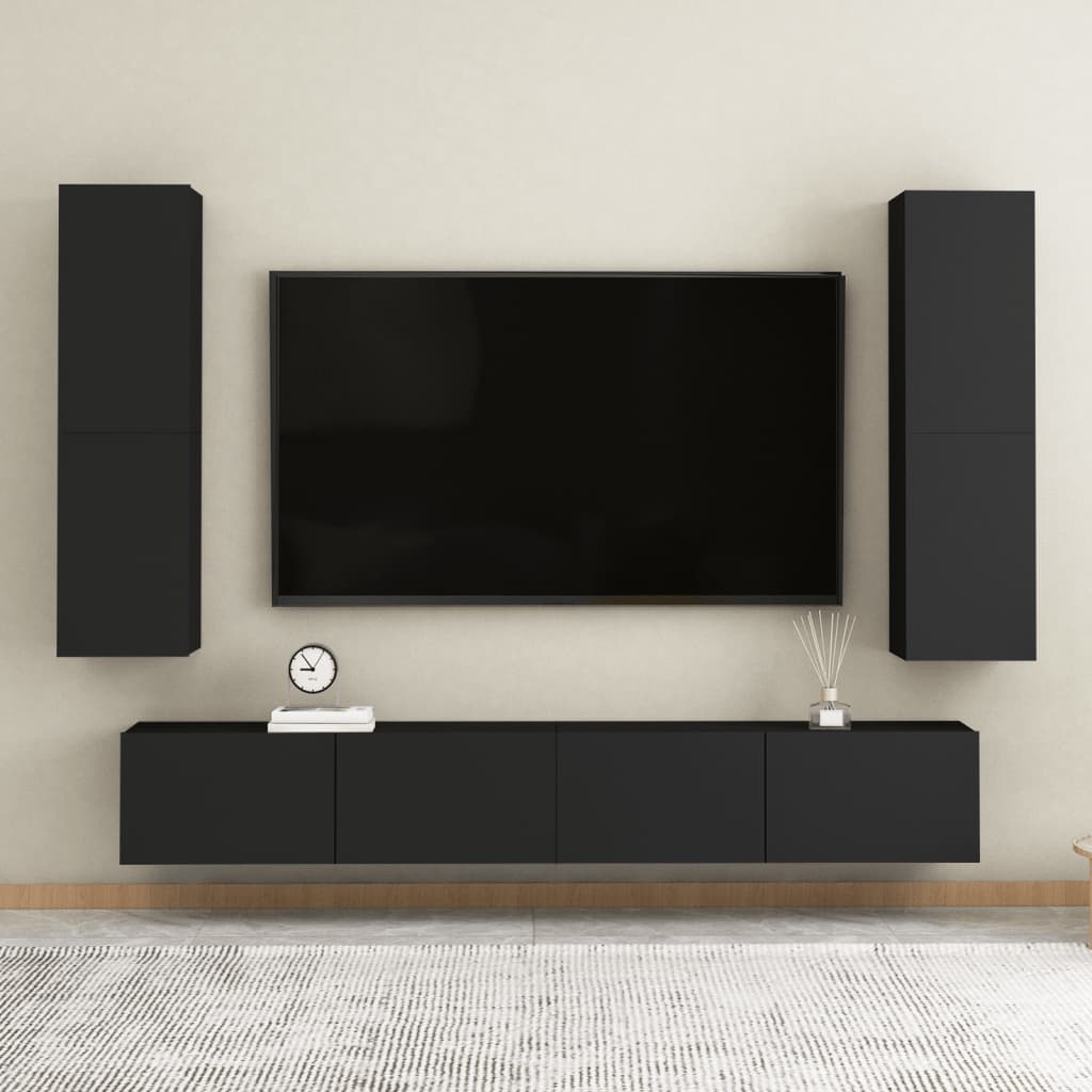 Tv-meubel 30,5x30x110 cm bewerkt hout zwart