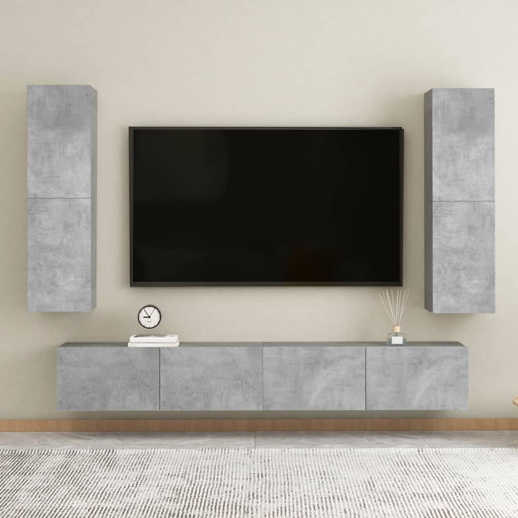 Tv-meubel 30,5x30x110 cm bewerkt hout betongrijs