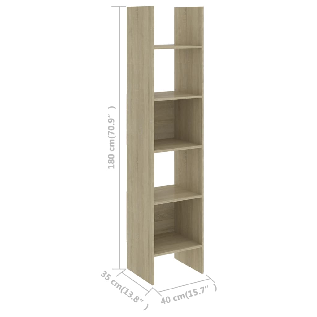 Boekenkast 40x35x180 cm bewerkt hout sonoma eikenkleurig