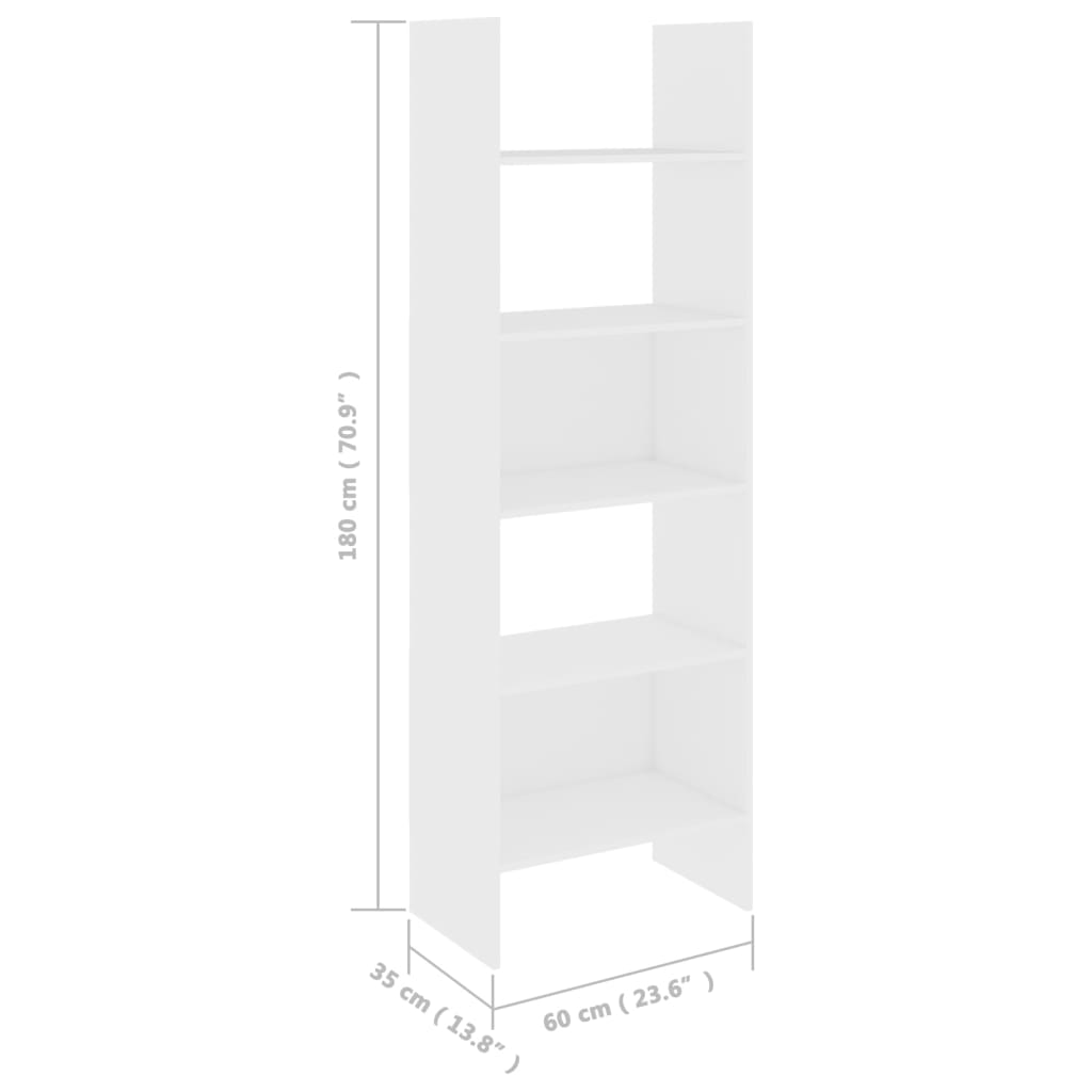 Boekenkast 60x35x180 cm bewerkt hout wit