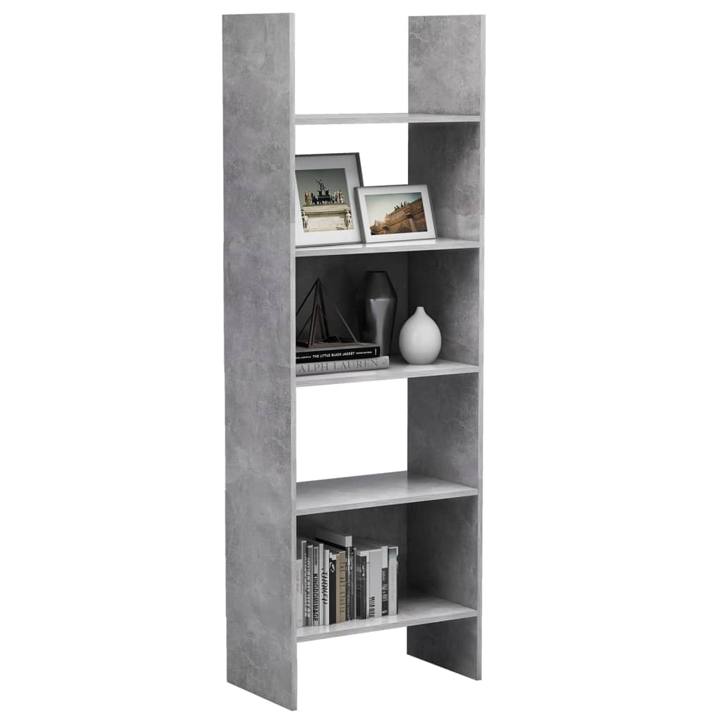 Boekenkast 60x35x180 cm bewerkt hout betongrijs