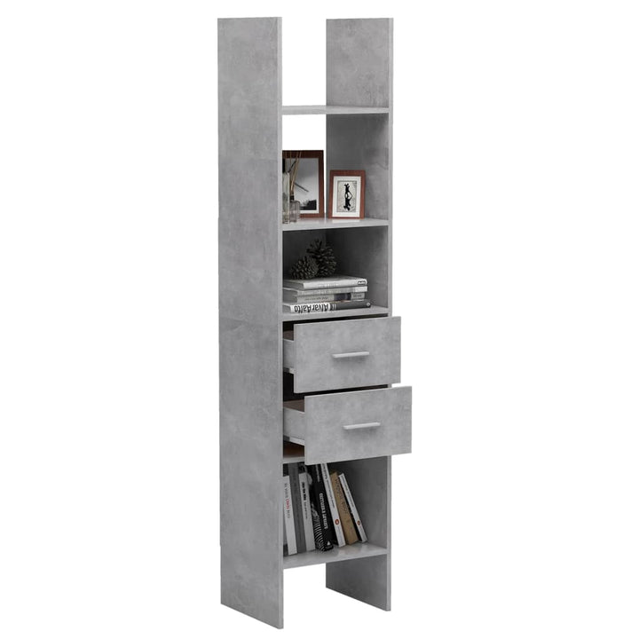 Boekenkast 40x35x180 cm bewerkt hout betongrijs