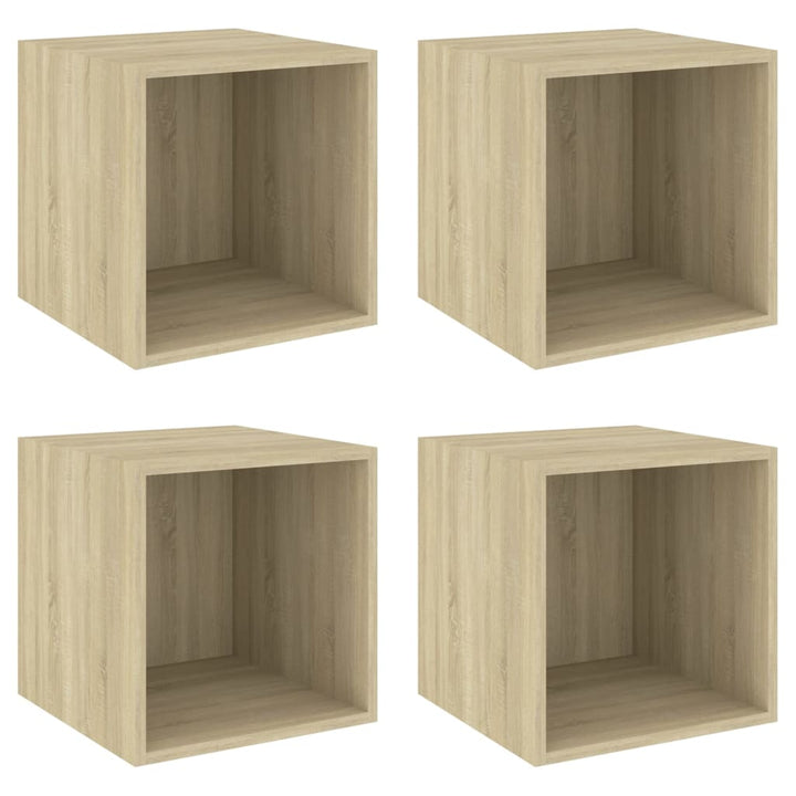 Wandkasten 4 st 37x37x37 cm bewerkt hout sonoma eikenkleurig