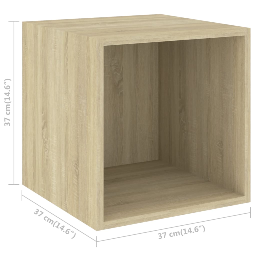 Wandkasten 4 st 37x37x37 cm bewerkt hout sonoma eikenkleurig