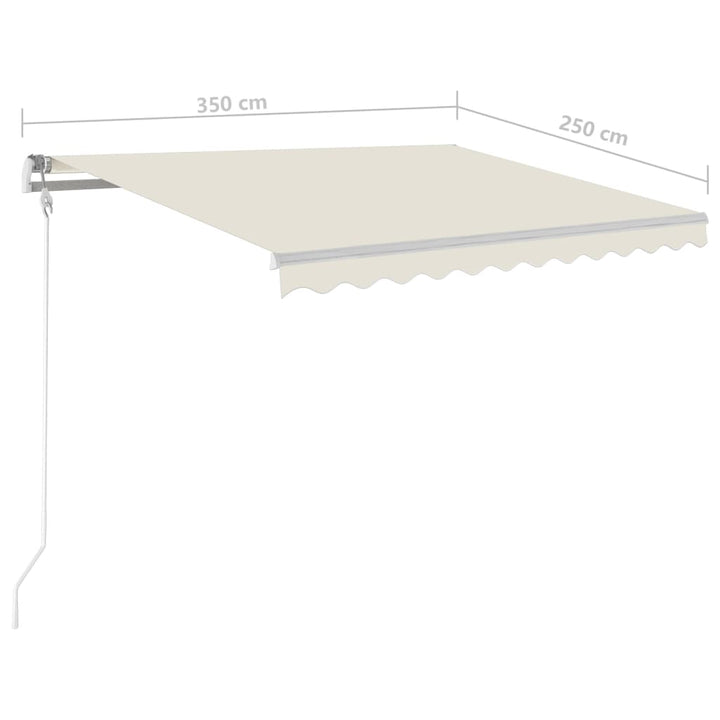 Luifel automatisch met LED en windsensor 350x250 cm crèmekleur