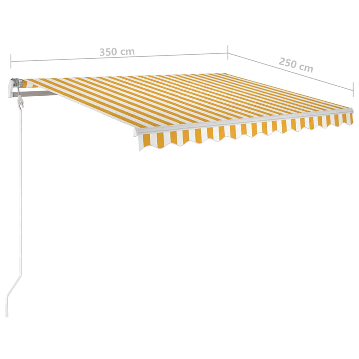 Luifel automatisch met LED en windsensor 350x250 cm geel en wit