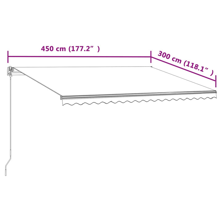 Luifel automatisch uittrekbaar 450x300 cm crèmekleurig