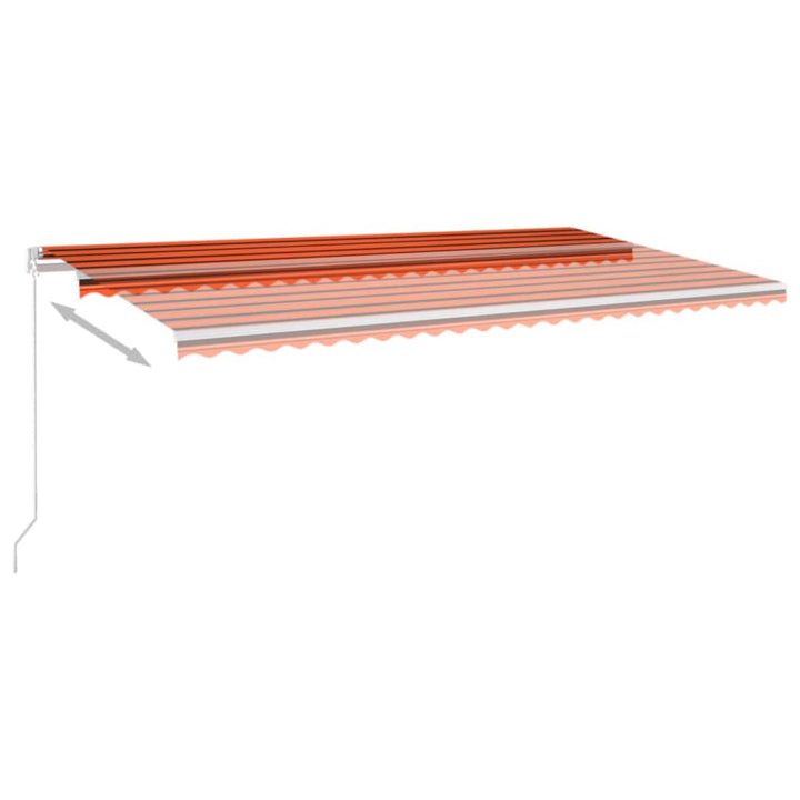 Luifel handmatig uittrekbaar met LED 600x300 cm oranje en bruin